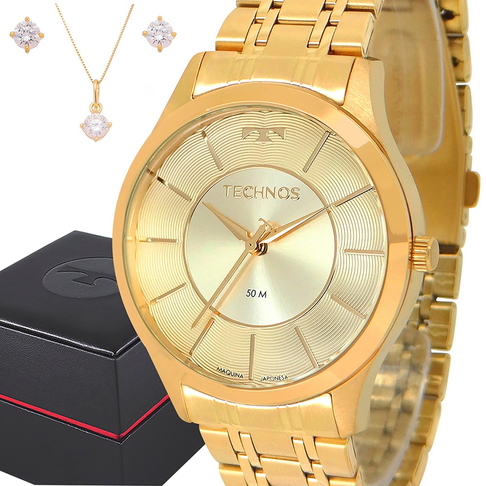 Relógio Technos Feminino Dourado Prova d'água com 1 ano de garantia