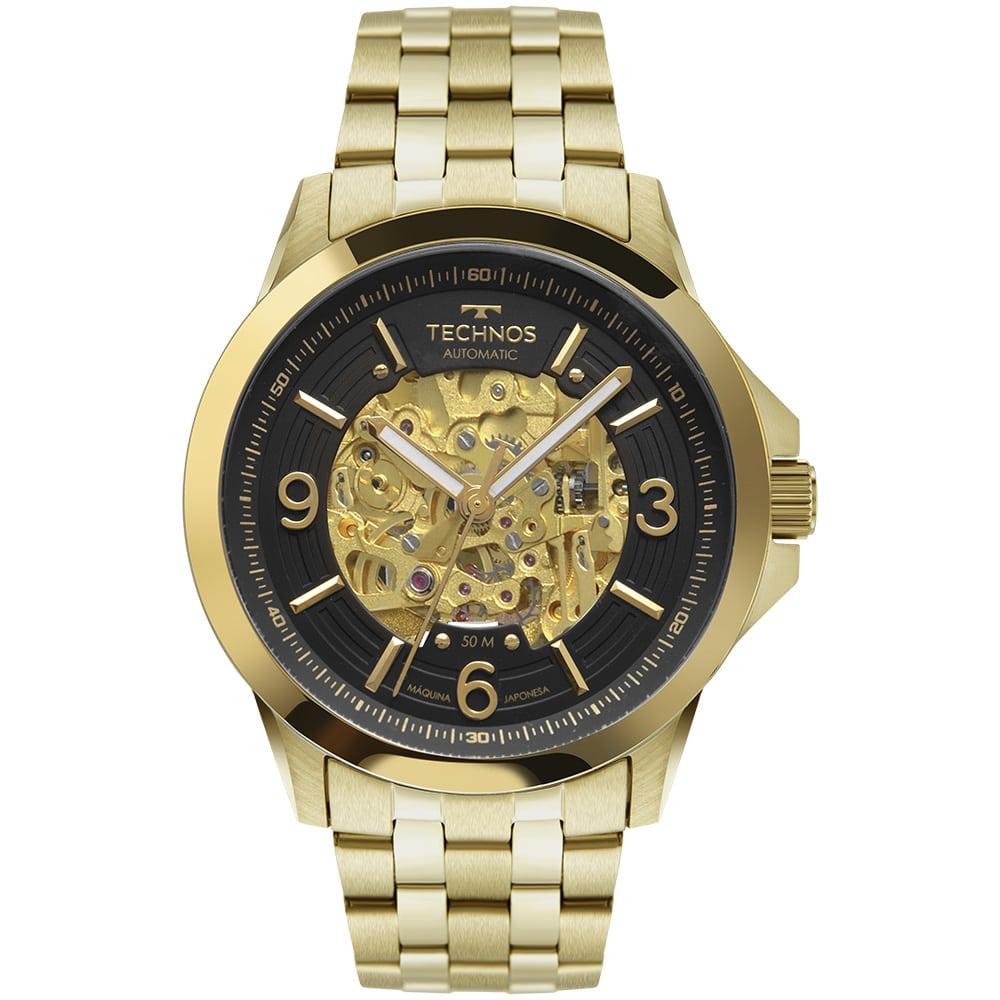 Relógio Technos Masculino Automático Skeleton Dourado 8N24AK 4P