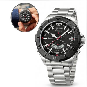 Relógio Technos Masculino Skydiver Anadigi Prova Dágua 150m Aço Inox