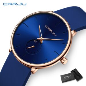 Relógios Masculinos Crrju Marca Moda Casual Pulseira De Silicone 40mm