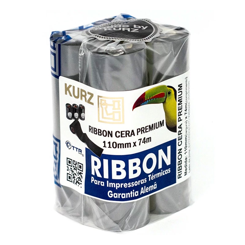 Ribbon cera Premium para impressora térmica 110mmx74m Pct com 4 rolos — Informática