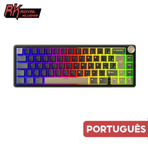 RK Royal Kludge Preto Junta Portuguesa Com Fio Hot Swapple Teclado