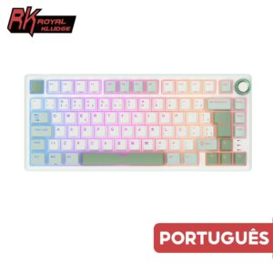 RK Royal Kludge SkyCyan Teclado Mecânico Com Fio De Junta Portuguesa