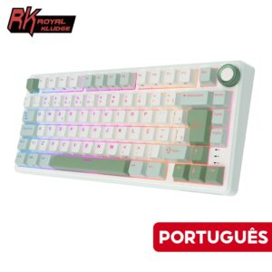 RK Royal Kludge Teclado Mecânico Com Fio De Junta Verde Portuguesa