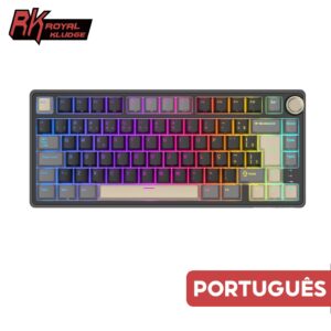 RK Royal Kludge Teclado Mecânico Preto Com Fio E Junta Portuguesa