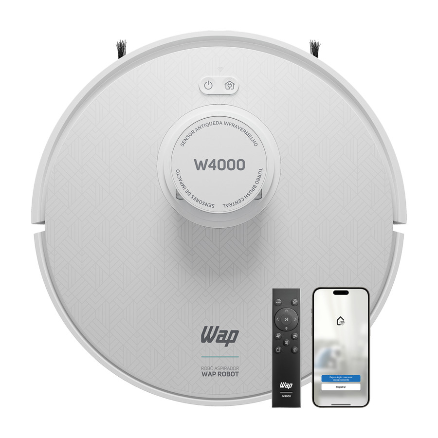 Robô Aspirador de Pó Wap Robot 48W Com Base Self-Cleaning Branco e — Eletroportáteis