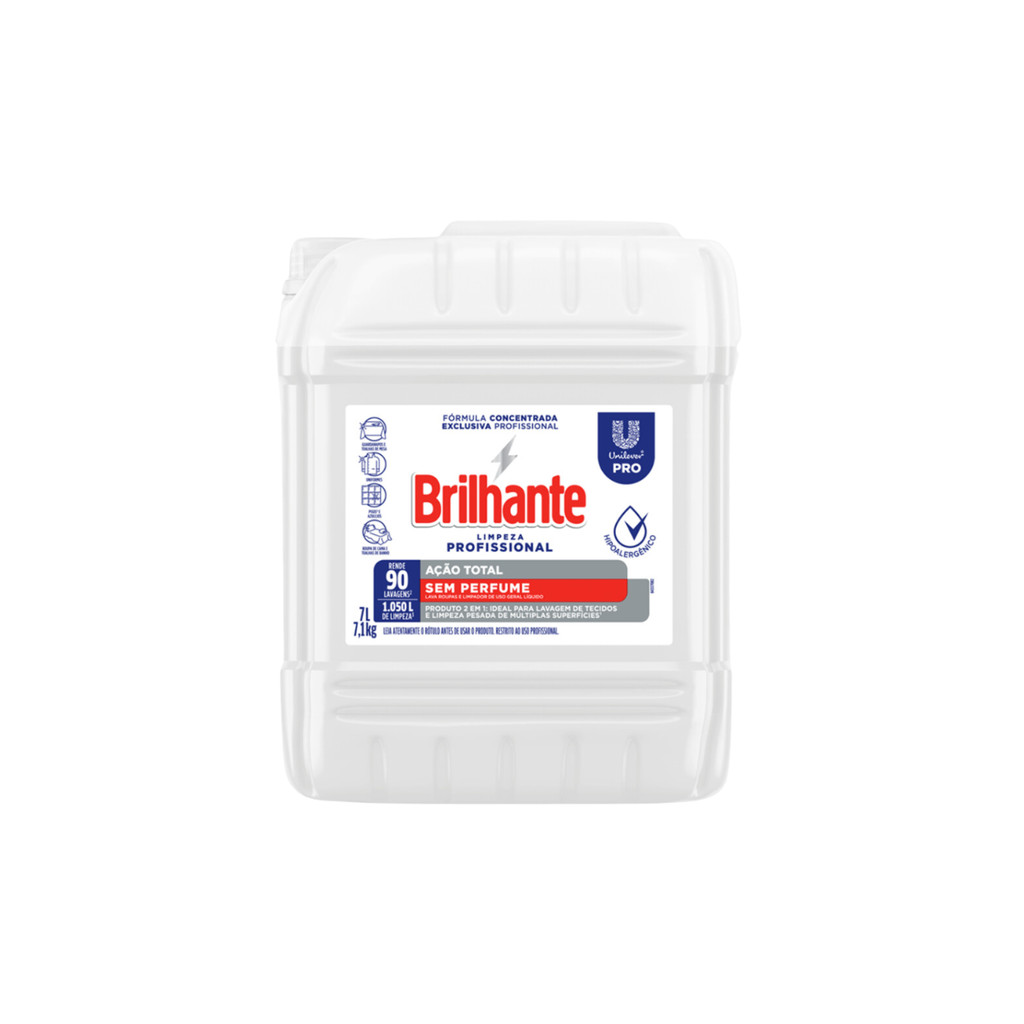 Sabão Líquido Ação Total Sem Perfume 7L Brilhante — Perfumes