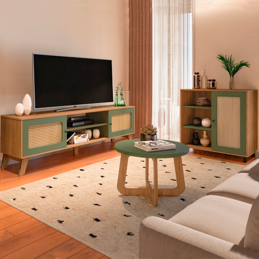 Sala de Estar Completa para TV Até 75 Polegadas Charlotte 3 Portas 3