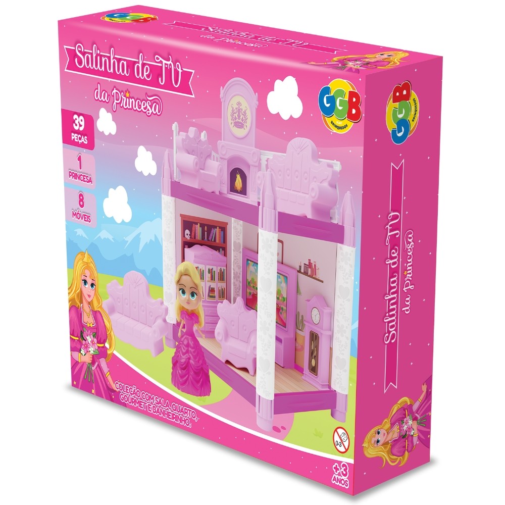 Salinha DE TV DA Princesa Ggb Brinquedos 39 Peças Cômodos Casinha