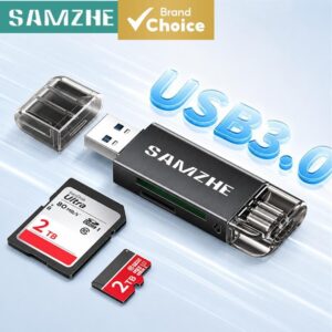 Samzhe USB 3.0 Leitor de cartões Tipo-C SD TF Adaptador Otg para