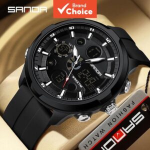 Sanda 9053 Relógio Masculino Com Display Duplo Alarme Luminoso À