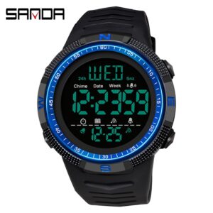 Sanda À Prova D ‘Água Relógio Cronógrafo De Luxo Display Led Para