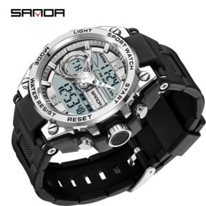 Sanda Digital Quartz Super Brilhante Moda De Luxo LED Relógio Ao Ar