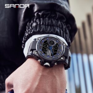 Sanda Digital Quartz Super Brilhante Moda De Luxo LED Relógio Ao Ar