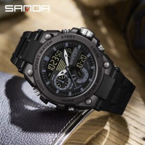 Sanda Men’s Digital Fashion Waterproof Relógio Eletrônico