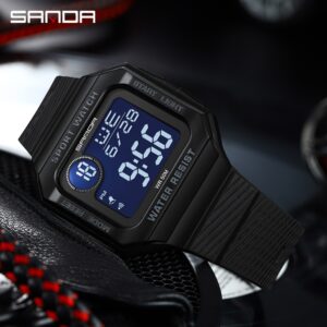 Sanda Quadrado Cronômetro De Tela Grande Moda Luxuoso Casual