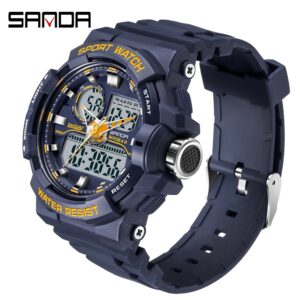 Sanda Relógio De Pulso Masculino De Quartzo Com Display Duplo Digital