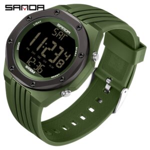 Sanda Relógio Digital Multifuncional Com LED E Display Casual À Prova