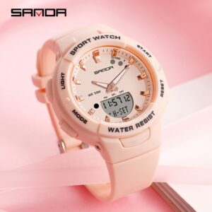 Sanda Relógio feminino de luxo multifuncional com alarme luminoso dia