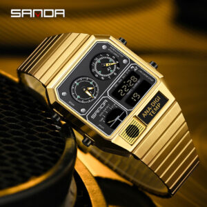 Sanda Retro Trendy Punk Relógio Eletrônico De Quartzo À Prova D'água