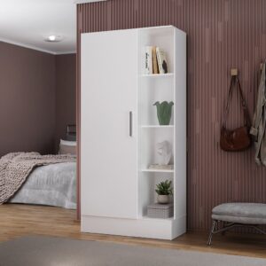 Sapateira para Quarto 1 Porta 7 Prateleiras Espresso Móveis Branco