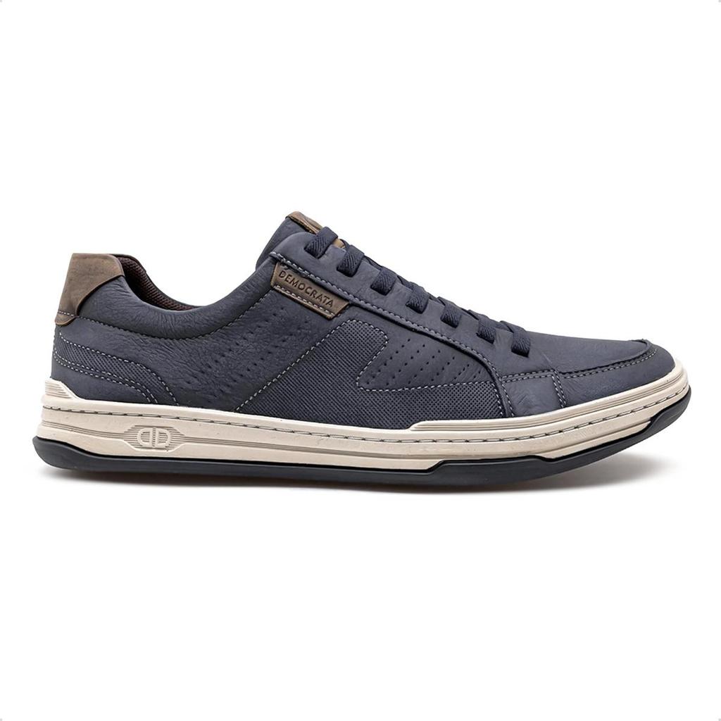 Sapatênis De Couro Democrata Denim Jay Elástico 151401 — Calçados