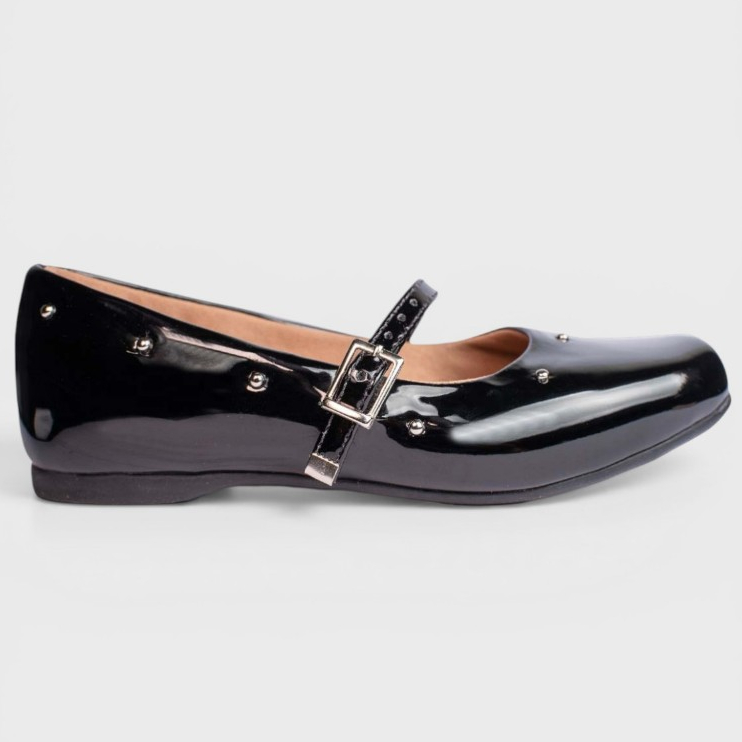 Sapatilha Infantil Menina Macia Feminina Boneca Bico Quadrado Preto