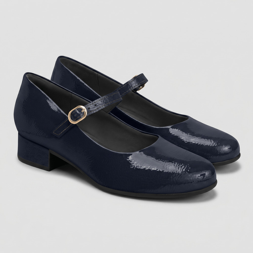 Scarpin Boneca Salto Baixo Navy