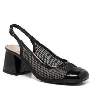 Scarpin Feminino Slingback Stessy Tela Sapato Boneca Salto Grosso
