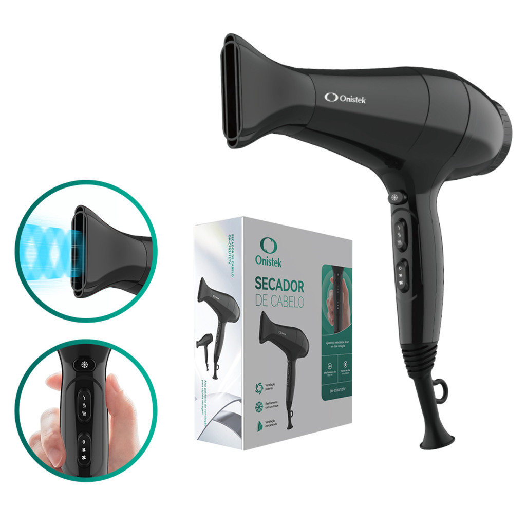 Secador de Cabelo 2000W Secagem Rápida Alta Velocidade Baixo Ruído
