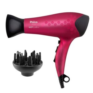 Secador de Cabelo com Difusor Philco 2200W, Rosa Bivolt