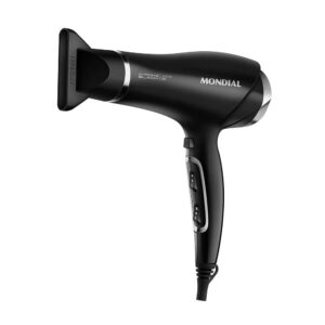 Secador de Cabelos Chrome Black 2000W Tourmaline Íon 3 Temperaturas