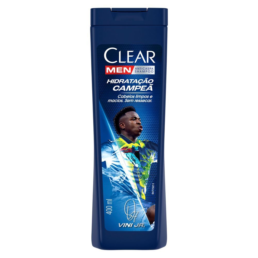 Shampoo Anticaspa Clear Men Vini Jr. Hidratação Campeã 400ml