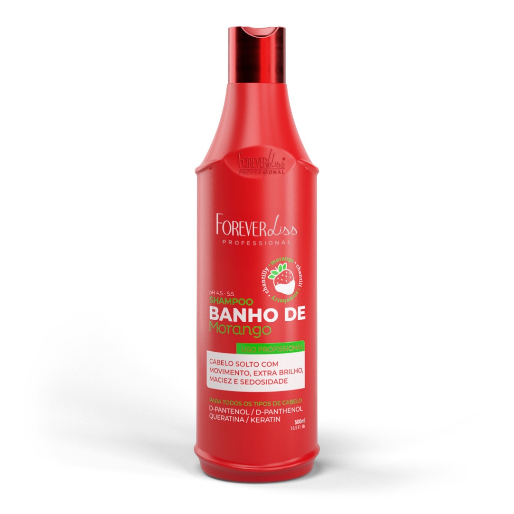 Shampoo Banho De Verniz Morango Forever Liss 500Ml — Cabelos