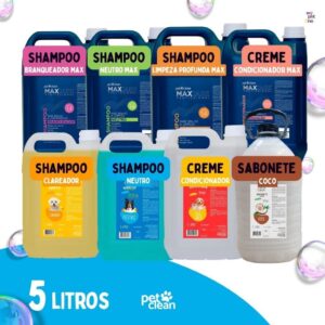 Shampoo e Condicionador 5L Sabonete Liquido Pet Clean Profissional