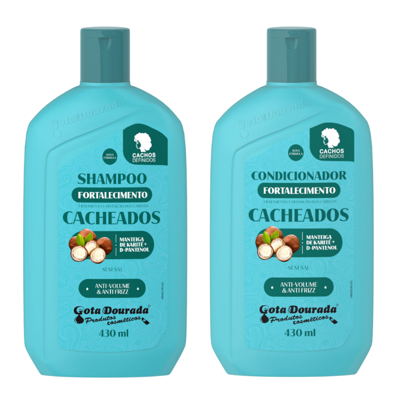 Shampoo e Condicionador Cacheados Gota Dourada Embalagem Econômica de