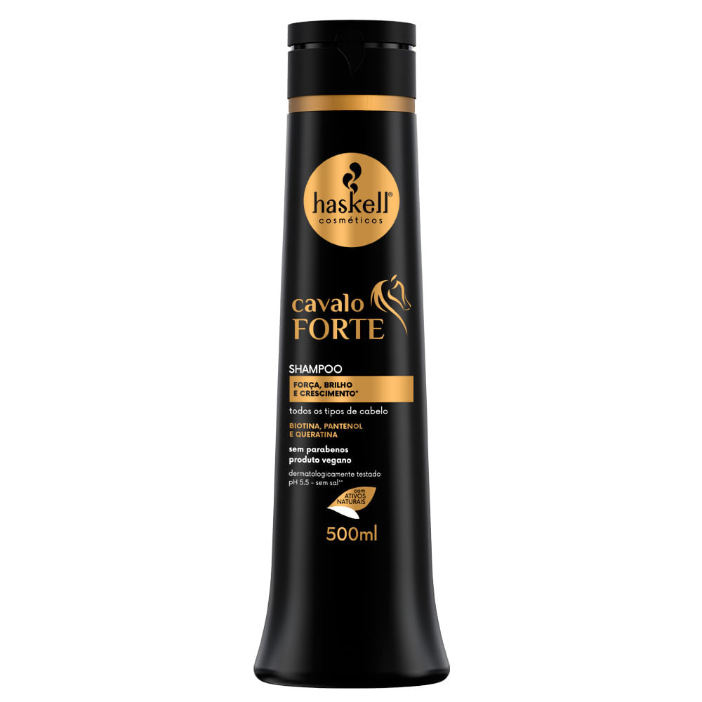 Shampoo Haskell Cavalo Forte Força, Brilho Crescimento com 500ml — Cabelos