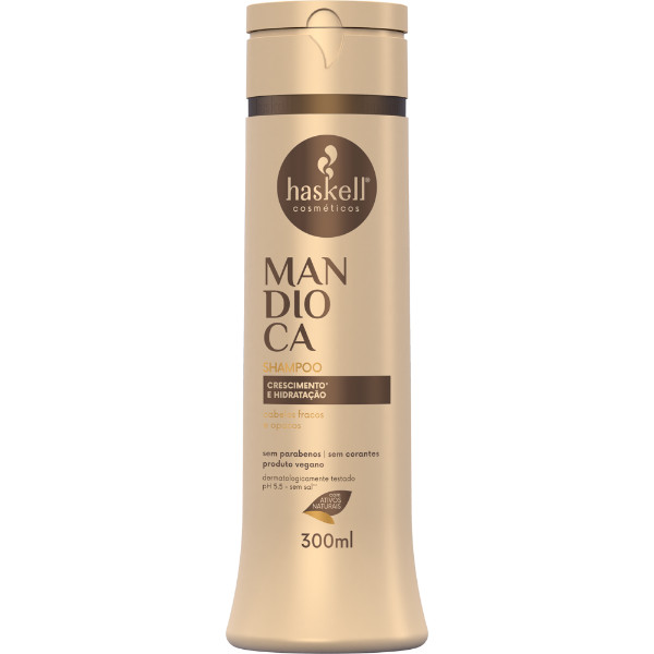 Shampoo Mandioca 300ml Haskell Limpeza suave e brilho intenso para