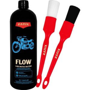 Shampoo Neutro 1L Flow para Moto Kit Pincéis Razux