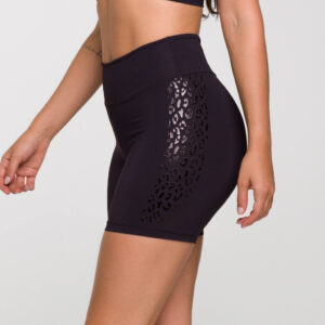Short Feminino Academia Fitness Poliamida Preto para Treinar e Malhar