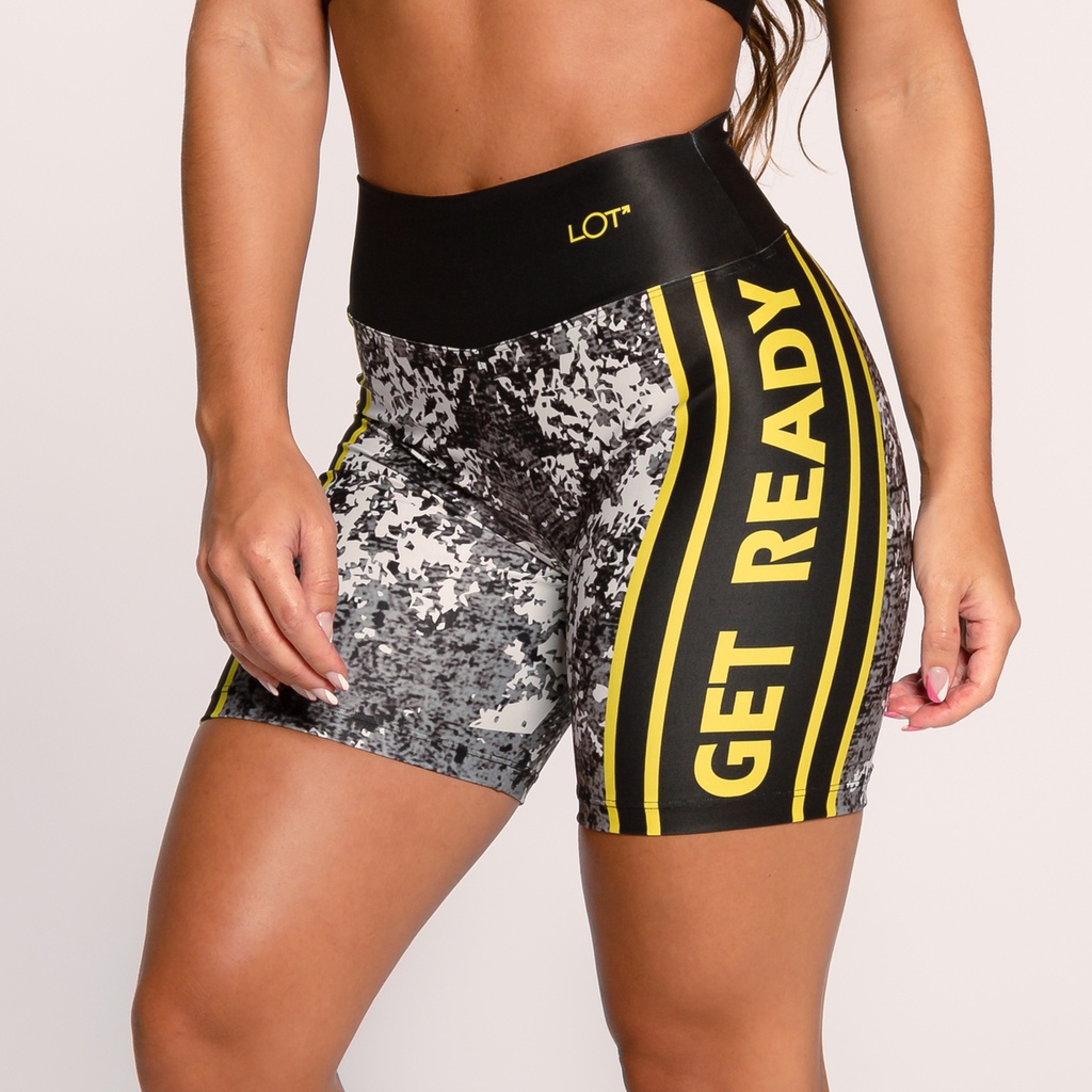 Short Fitness Academia Feminino Bermuda Suplex Estampada Get Ready