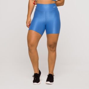 Short Fitness Feminino Academia Poliamida Azul Básico Crossfit
