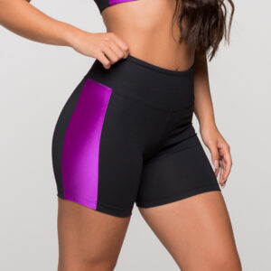 Short Fitness Feminino Bermuda Academia Poliamida Preta com Detalhe