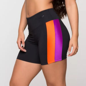 Short Fitness Feminino Bermuda Academia Poliamida Preta com Detalhe