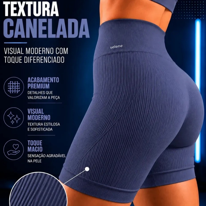 Short Selene Fitness Original Short Academia Canelado Feminino Short