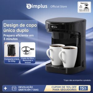 Simplus Cafeteira Elétrica Duo 450W Café Coado 250ml 127V