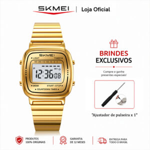 Skmei 2623 Relógio Masculino Digital Esportivo com Pulseira de Aço