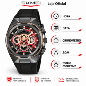 Skmei 9377 Relógio Masculino Analógico de Quartzo Cronógrafo