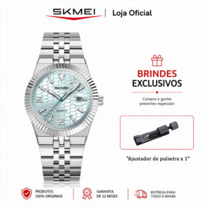 Skmei Relógio Masculino Analógico Quartz Aço Inoxidável Calendário