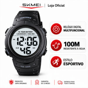 Skmei Relógio Masculino Digital Esportivo 100M À Prova D’Água LED